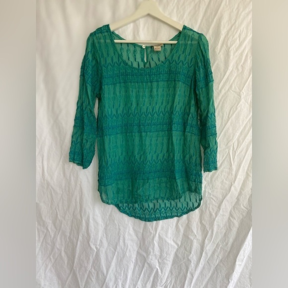Lucky Brand Boho Semisheer Long sleeve blouse Size Medium - Picture 2 of 11